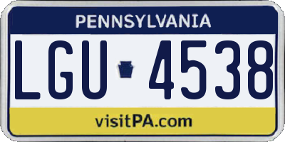 PA license plate LGU4538