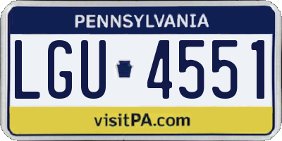 PA license plate LGU4551