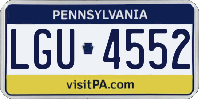 PA license plate LGU4552