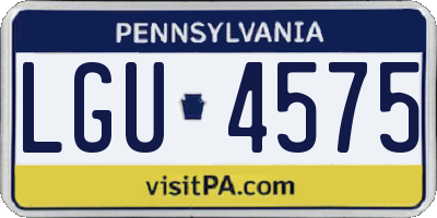 PA license plate LGU4575
