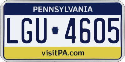 PA license plate LGU4605