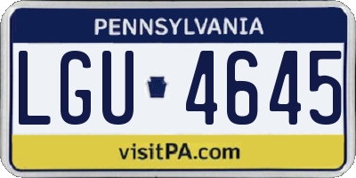 PA license plate LGU4645