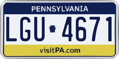 PA license plate LGU4671