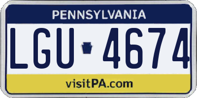 PA license plate LGU4674