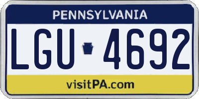 PA license plate LGU4692