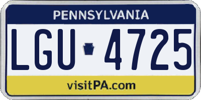 PA license plate LGU4725