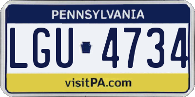 PA license plate LGU4734