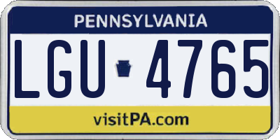 PA license plate LGU4765