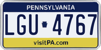 PA license plate LGU4767