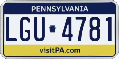 PA license plate LGU4781