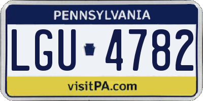 PA license plate LGU4782