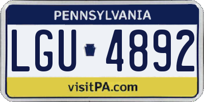 PA license plate LGU4892