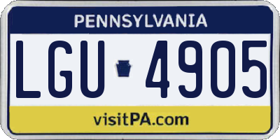 PA license plate LGU4905