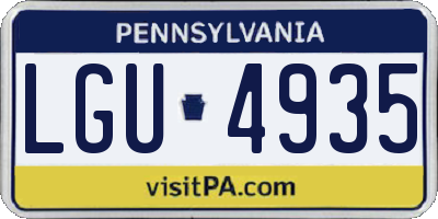 PA license plate LGU4935