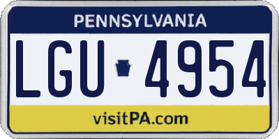 PA license plate LGU4954