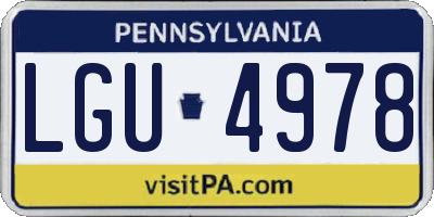PA license plate LGU4978