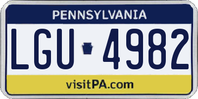 PA license plate LGU4982