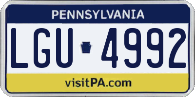 PA license plate LGU4992