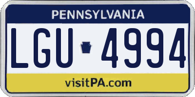 PA license plate LGU4994