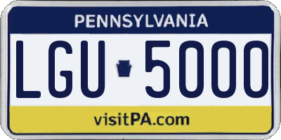 PA license plate LGU5000