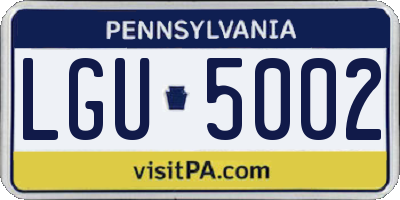 PA license plate LGU5002