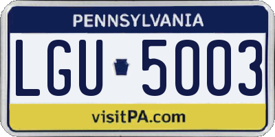 PA license plate LGU5003