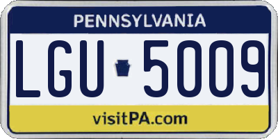 PA license plate LGU5009