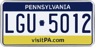 PA license plate LGU5012