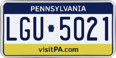 PA license plate LGU5021