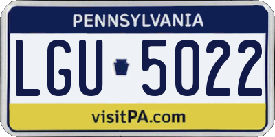 PA license plate LGU5022