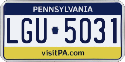 PA license plate LGU5031