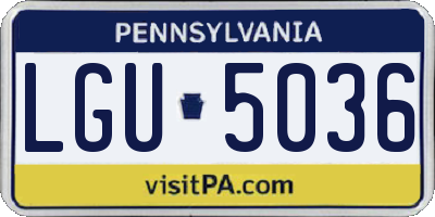 PA license plate LGU5036
