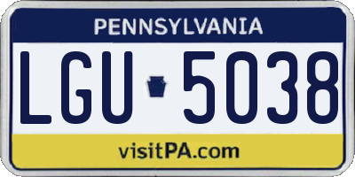 PA license plate LGU5038