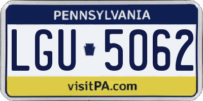 PA license plate LGU5062