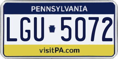 PA license plate LGU5072