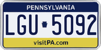 PA license plate LGU5092