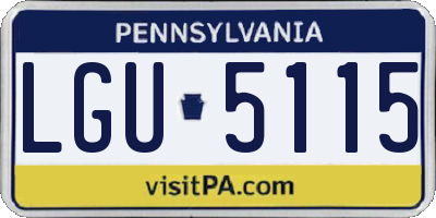 PA license plate LGU5115