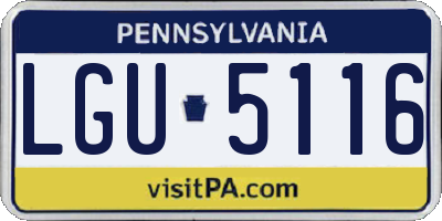 PA license plate LGU5116