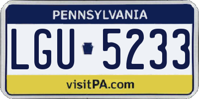 PA license plate LGU5233