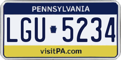 PA license plate LGU5234