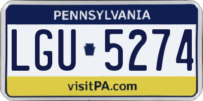 PA license plate LGU5274