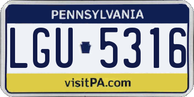 PA license plate LGU5316