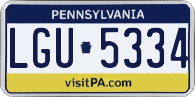 PA license plate LGU5334