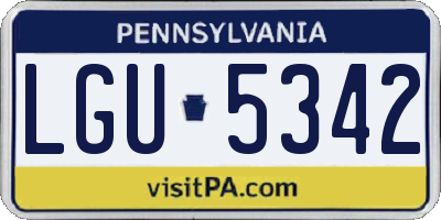PA license plate LGU5342
