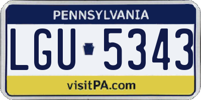 PA license plate LGU5343