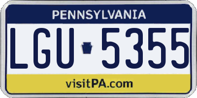 PA license plate LGU5355