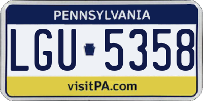 PA license plate LGU5358