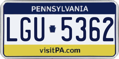 PA license plate LGU5362