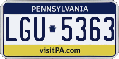 PA license plate LGU5363