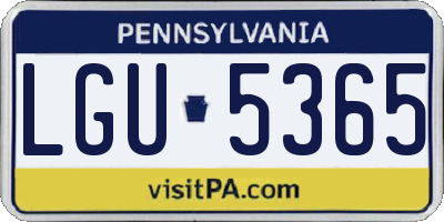 PA license plate LGU5365